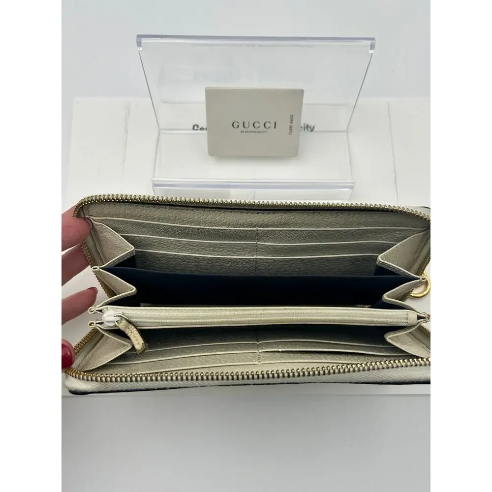 Gucci Ophidia GG Zip Around Wallet Ivory Web Stripe Continental Classic GG EUC - Picture 3 of 5